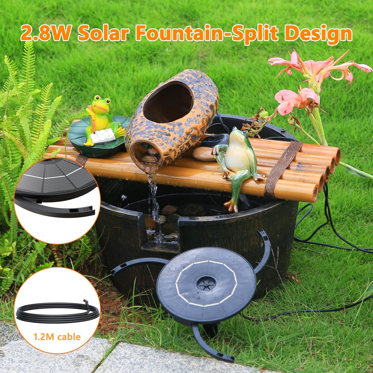 AISITIN Solar Fountain Pump with Windmill & 6 Nozzles & 3 Fixed Bracket, DIY Solar Bird Bath Fountain Built-in 1000mAh Battery for Outdoor, Garden, Pond, Pool, Backyard and Bird Bath