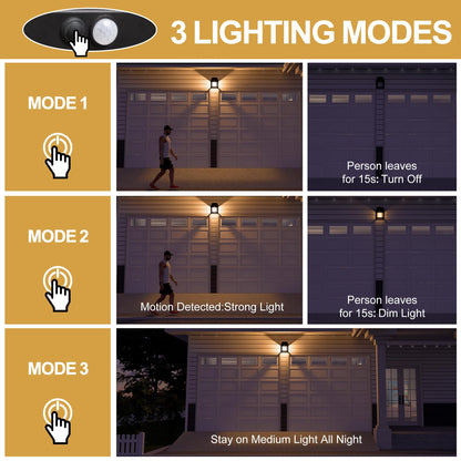 Jyoiat Outdoor Solar Wall Lights - Solar Waterproof Brighter Porch Square Lights with 3 Modes & Motion Sensor Front Fence Lantern Lights for Outside,Backyard,Garage Decorative (4 Packs)