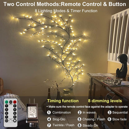 Vines for Home Decor with Remote, 7.5Ft Christmas Swags Decorations Indoor Artificial Plants Tree Branches 144 LEDs Lighted Willow Vine Lights for Walls Bedroom Living Room Decor Aesthetic (1PCS)