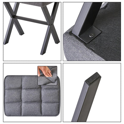 IBUYKE Square Makeup Stool with X-Leg Foot Rest, Linen Footrest, Ottoman Seat, Multi-Use as Small Side Table, for Bedroom, Living Room, Dark Gray LG-70G