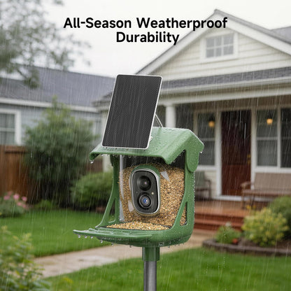 CINMOORE Smart Bird Feeder with Camera - Solar Powered, AI Bird Recognition, 2.4G WiFi 2.5K HD Video Live Stream, Full Color Night Vision, Instant Arrival Alerts, Weatherproof Bird House for Outside