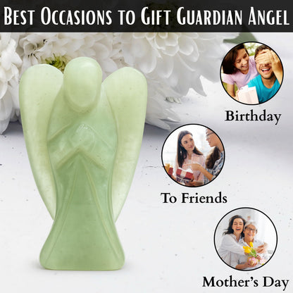 Amazing Gemstone Green Aventurine Angel - Green Aventurine Crystal Angel and Pocket Guardian Angel Crystal Figurines (3 inches)