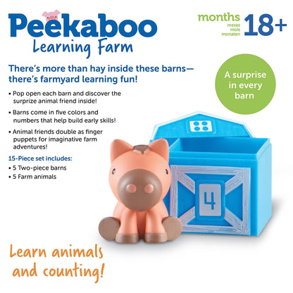 Learning Resources Peekaboo Learning Farm - Farm Animals for Toddlers, Educational Fine Motor Montessori Sets, Toddler Animal Toys, Counting, Sorting & Matching Barn Animal Toy, Little Animal Figures