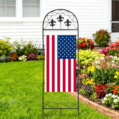 ESTTOP Garden Flag Stand, Metal Yard Flag Holer, Fleur Style Decorative Flag Pole Stake for Outside, Suit for 12 * 24 inch Christmas Garden Flag (Flag Not Include)