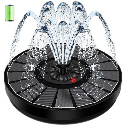 SZMP Solar Fountain Work On Cloudy Day,Solar Water Bird Bath Fountain with Faster Conversion Glass Solar Panel and Power Indicator,Built-in 2000mAh Battery,Outdoor Garden Decor(Black Panel)