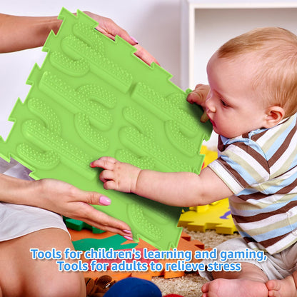 Edusense Sensory Mat for Autistic Children Massage Game Mats Puzzle Play Mats Textured Sensory Floor Tiles for Kids Toddlers Sensory Room Must Have