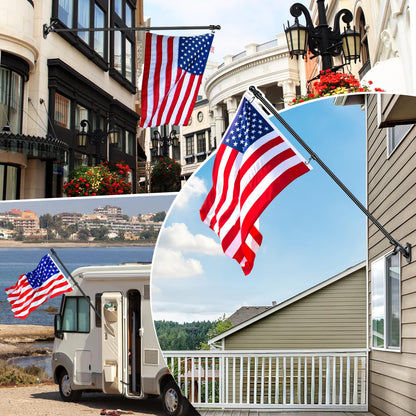 5 FT House Flag Pole Kit, 1" Spinning Thicken Stainless Steel Metal Flagpoles for Outside House Porch Post Wall Mount with 2-Position Flagpole Holder Bracket & 360° Flag Ring for 3x5 Flag(5 FT, Black)