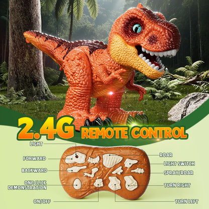 Toddlers Remote Control Dinosaur Robot Electronic Toys for Kids 3-5 5-7, RC Dinosaur Toy with Roaring Sound, Spray and LED Light, 3 4 5 6 7 8 Years Old Boy Girl Birthday Gift Realistic Dino Model Toys