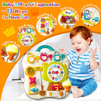 ROHSCE Soft Building Blocks for Toddlers, Montessori Baby Busy Board Sensory Toys STEM Toddler Gifts Busy Board for Babies 6-12 Months Fine Motor Skills Toys
