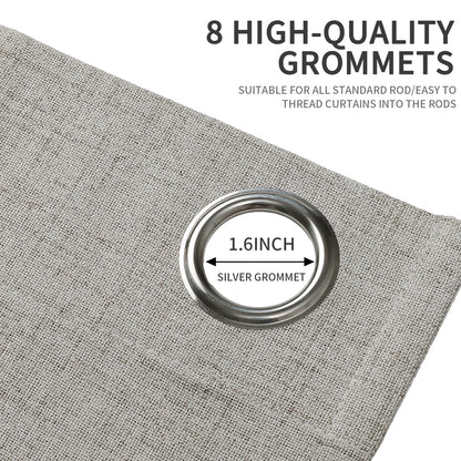 Joydeco Blackout Curtains 63 Inch Length, Living Room Curtain 2 Panels Set, Grommets Room Darkening Textured Thermal Drapes, Greyish White Blackout Curtains for Bedroom (42x63inch)