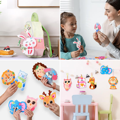 Funtopia Sewing Kit for Kids, 10 Easy DIY Projects of Stuffed Animal with Guiding Book, Beginners Sewing Toys and Birthday Gift for Girls Boys, Felt Arts and Crafts for Kids Ages 5-8 8-12