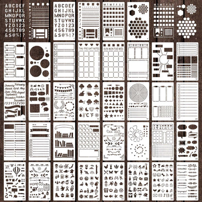 36 Pieces Journal Stencils for Bullet Dot Journaling Notebook Scrapbook, 4 x 7 Inch Planner Stencil DIY Drawing Templates Accessories Supplies Kit for Planners Cards Decorations (Journal)