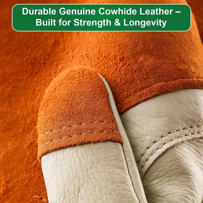 Gastody Long Sleeve Leather Gardening Gloves for Women & Men – Thornproof & Puncture Resistant Cowhide Work Gloves – Heavy Duty Yard Work, Pruning, Landscaping, Welding, Construction L