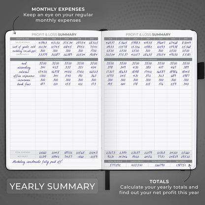 Clever Fox Income & Expense Tracker – Accounting & Bookkeeping Ledger Book for Small Business – 1-Year Record Notebook, A5 (Black)