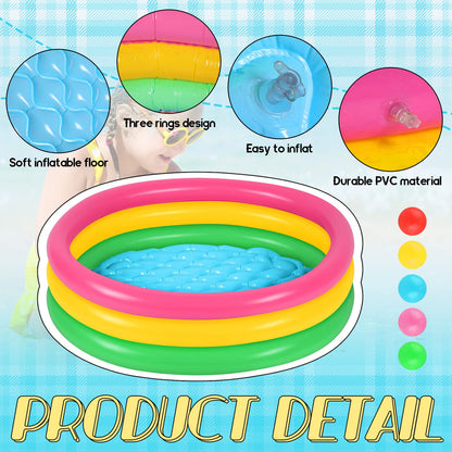 Honoson Inflatable Kiddie Pool Baby Pool with 50 Pcs Balls, Inflatable Swimming Pools Blow up for Beach Water Play Backyard Summer Indoor and Outdoor Party Supplies(35.4 Inch)