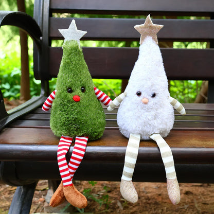 YUOHEO 2pcs Christmas Table Decorations Long Legs Doll Christmas Ornaments Cute Plush Shelf Sitters Xmas Figurines for Mantel Desk Fireplace Home Decor Holiday New Year 11.8 Inch Tall