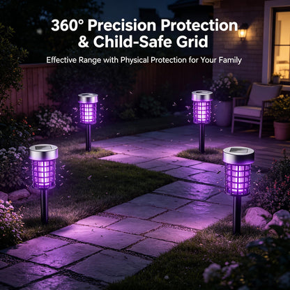 4 Pack Solar Bug Zapper Outdoor Waterproof Mosquito Repellent Outdoor Patio Mosquito Trap & Killer for Moths, Gnats, Flies, Small Flying Insect, Solar Powered Fly Zapper for Backyard, Garden, Patio