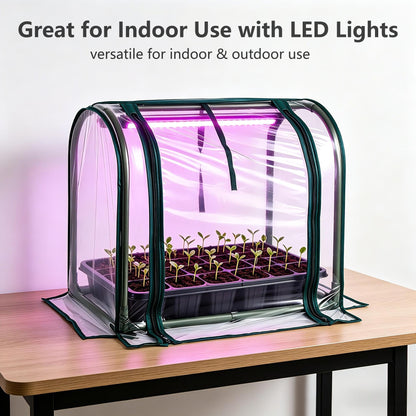 Mini Indoor Greenhouse Tabletop Garden Nursery Plant Cover Tent Humidity Domes for Home Gardening Germination and Seedling Propagation - 23x12x16.5 Inches