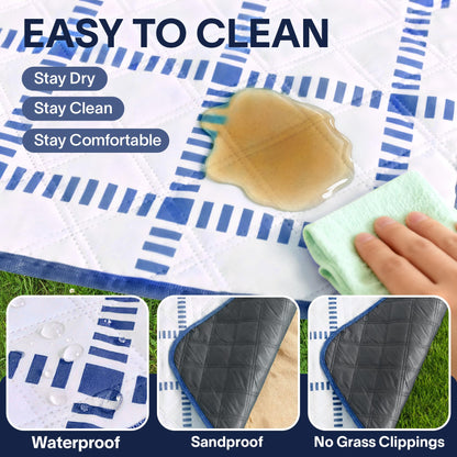 Alvantor® Extra Large Picnic Outdoor Blanket, 80"x 80" Waterproof Foldable Camping Blankets, Portable Picnic Mat for Travel, Park, and Beach, Sandproof, Soft & Durable, Bule
