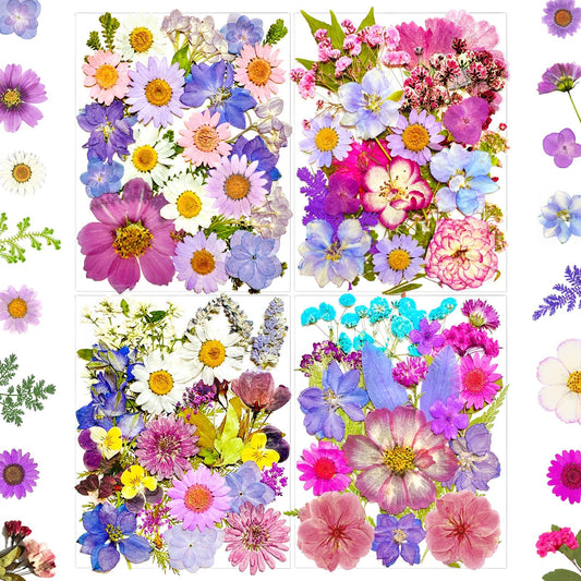 MIKIYA 91Pcs Purple Pressed Dried Flowers for Resin Molds, Assorted Real Natural Bulk Dry Floral Leaves for DIY Art Crafts, Epoxy Jewelry, Candle, Soap Making, Nails Decors Gifts