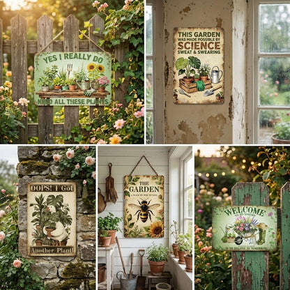 Gardening Gifts - 5 Pcs Unique Metal Garden Decor for Women, Mothers, Grandmas, and Plant Lovers, Garden Welcome Signs for Outdoor, Patio, Yard Decoration, 11.8" x 7.9" Inches