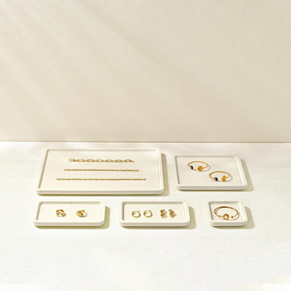 Papten Microfiber Jewelry Trays Stackable Ring Earring Bracelet Necklace Bangle Watch Display Tray Drawer Organizer 3.93 * 3.93 * 0.59inch (White