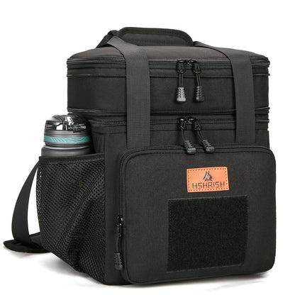 Expandable XLarge Tactical Lunch Box for Adults, Leakproof Insulated Lunch Bag with Lots of Storage Space, Durable Cooler Bag for Men Women Work Outdoor Picnic Trips, 22L(Black), HSHRISH