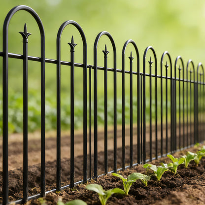 ARIFARO 36" H x 28" W No Dig Garden Fence, 5 Panels 11.6ft Black Metal Decorative Fence, Rustproof Easy Assembly Garden Border for Flower Bed, Yard, Patio