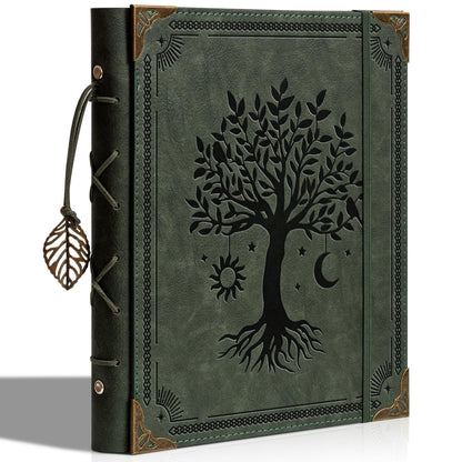 Vintage Photo Album 4x6 Leather Scrapbook Album with Writing Space 120 Photos & 30 Sheets DIY Paper Memory Albums Book for Anniversary Travel Vacation Family Tree, Green