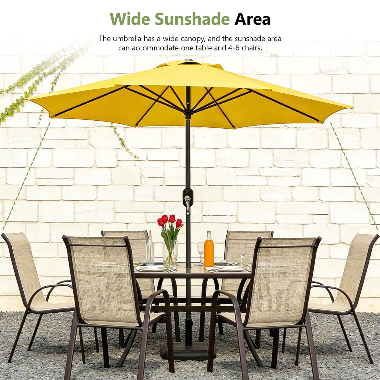 MAKE CHANGES 9FT Patio Umbrella 2 Pack, Set of 2 Outdoor Table Market Umbrella with Push Button Tilt & Crank, 8 Sturdy Ribs Waterproof UV Protection Fade-Resistant for Garden, Deck, Backyard, Pool