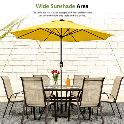 MAKE CHANGES 9FT Patio Umbrella 2 Pack, Set of 2 Outdoor Table Market Umbrella with Push Button Tilt & Crank, 8 Sturdy Ribs Waterproof UV Protection Fade-Resistant for Garden, Deck, Backyard, Pool