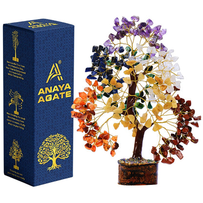 ANAYA AGATE 7 Chakra Crystal Tree of Life – Handmade Healing Crystals and Crystals and Healing Stones Money Tree for Home & Office Decor – Feng Shui Spiritual for Women