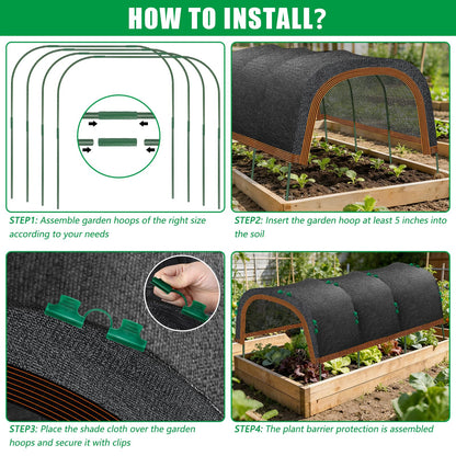 79"x40" Garden Shade Kit, 70% Garden Sun Shade Cloth with Hoops for Plants Heat Protection, Raised Garden Bed Shade Cover Plant Sun Shade for Outdoor Plants Vegetables