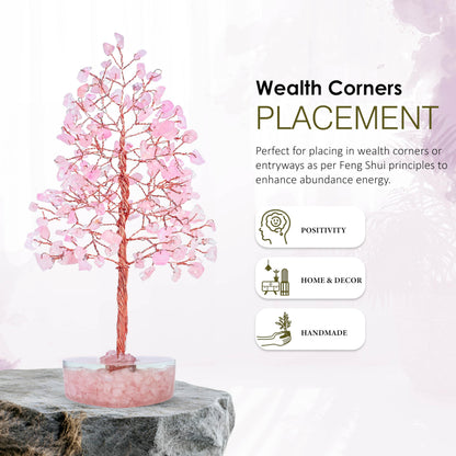 Crocon® Rose Quartz Heart Shape Base Crystal Tree, Birthday Gifts for Women, Healing Crystals Tree of Life, Positive Energy, Good Luck, Home Office Decor Gifts, Gift for Women - Sister Mom & Grandma
