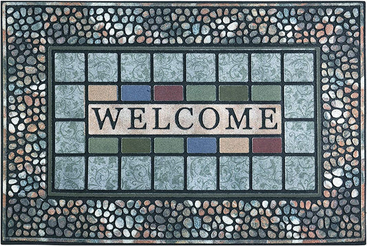 CHICHIC Rectangle Entrance Door Mat Large 18 x 30 Inch Entry Way High Traffic Area Doormat Front Door Rugs Outdoors Heavy Duty Welcome Mat, Non Slip Rubber Back Low Profile for Garage