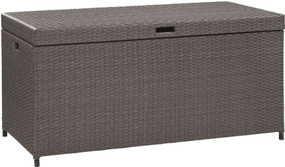 Crosley Furniture Palm Harbor Wicker Outdoor Storage Box for Patio Furniture Cushions and Pool Floats, Gray