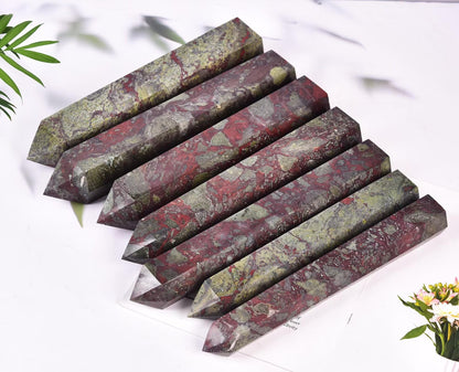 AMOYSTONE Large Blood Jasper Stone Wand Healing Crystal Obelisk Tower 6 Faceted Column Reiki Chakra Meditation Therapy 2.2-2.6 LBS