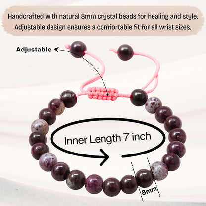 Amazing Gemstone Eudialyte Bracelet, Gifts For Men & Women - Protection Healing Crystal Bracelet - 8mm Gemstone Beaded Adjustable Bracelet, Pulseras Para Hombres Mujer Stocking Stuffers