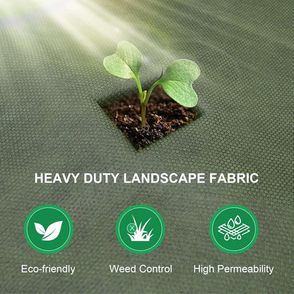 EnonGarden 3x100ft Weed Barrier Fabric & Landscape Fabric,Green Black Heavy-Duty Non-Woven Ground Cover, Easy Setup Weed Control Mat for Garden, Yard, Farm, Orchard, Fruit Trees
