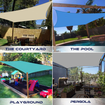 Windscreen4less 8' x 8' Sun Shade Sail Rectangle Outdoor Canopy Cover UV Block for Backyard Porch Pergola Deck Garden Patio (Gray)
