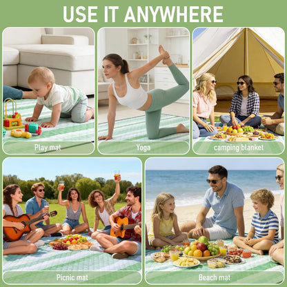 Alwaysturdy Big Picnic Blankets Beach Blanket Waterproof Sandproof, 80''x80'' Giant 5-Layer Outdoor Camping Blanket Rug Easily Foldable Picnic Mat for Grass, Hiking, Travel, Concerts, Indoor