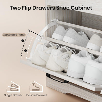 VitoEone Shoe Storage Bench Cushion, Entryway Bench with Storage, End of Bed Shoe Benches, Small Shoe Rack Benches, Entry Way Shoes Cabinet for Entryway, Bedroom, Living Room, Farmhouse, White