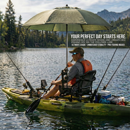 Universal Umbrella Clamp Holder, for Wheelchair, Beach Chair, Kayak, Camping, Deck Railing - Heavy Duty 360° Gear Lock Adjustable Non-Slip Mount for Fishing, Baseball, Gardening