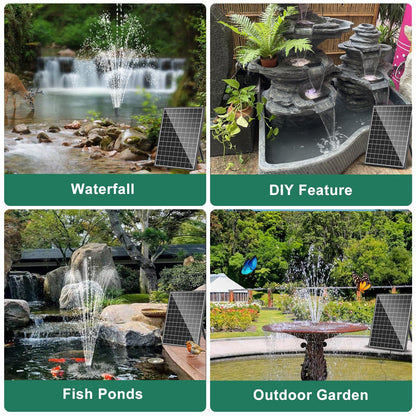 Antfraer 25W Solar Pond Pump, 320GPH Adjustable Flow Solar Fountain Pump with 7 Spray Modes, 16.5FT Cord & 6.6FT PVC Tubing for Fish Ponds, Garden Waterfalls, Hydroponics & DIY Water Features