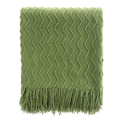 BATTILO HOME Green Throw Blanket for Couch, Textured Knit Throw, Green Blankets and Throws for Sofa Bed Living Room Decor, Outdoor Throw Blanket, 50"x60"