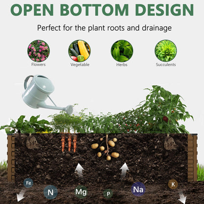 FOOWIN 2pcs 8x4x2ft Galvanized Raised Garden Bed, Planter Raised Garden Boxes Outdoor, Large Metal Raised Beds for Gardening, Garden Bed for Vegetables, Flowers, Herb,478 Gallon Capacity, Brown