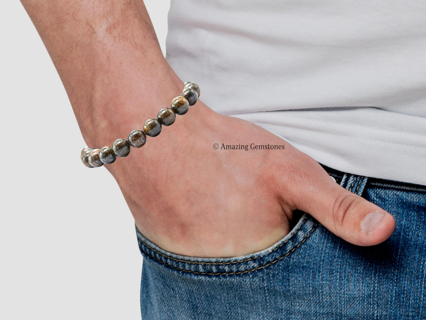 Amazing Gemstone Crystal Bracelet for Women Men's Gifts - Protection Healing Crystal Bracelet - 8mm Gemstone Beaded Stretchable Bracelet Pulseras Para Hombres Mujer Stocking Stuffers Mothers Day Gift (Bronzite)