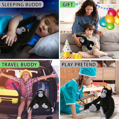DolliBu Long Arms Hanging Monkey Plush Toy - Super Soft Stuffed Animal Monkey Toy, Cute Plush Wildlife Animal Toys for Kids and Adults - 13 Inches