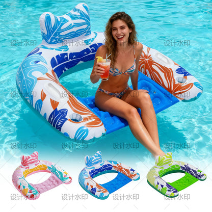 BSIEZC Pool Floats Adult, 3Pack Inflatable Pool Floats Chair, U-Shaped Pool Float Lounger with Comfortable Headrest, Cup Holders Sturdy Handles, Portable Pool Floaties for Adults Kids Beach Pool Lake