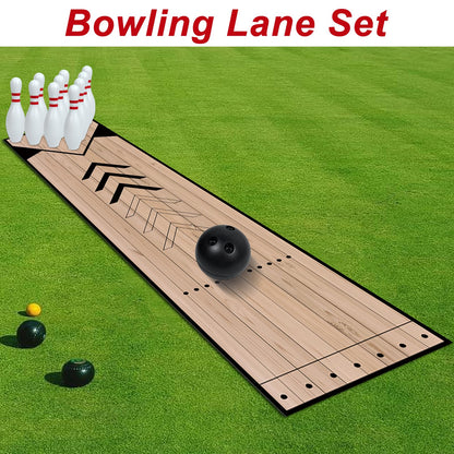 Wensdr Mini Bowling Set, Indoor & Outdoor Home Bowling Set, Bowling Alley Set with Lane, Bowling Pins & Ball Set, Full Bowling Alley Set for Family & Friends